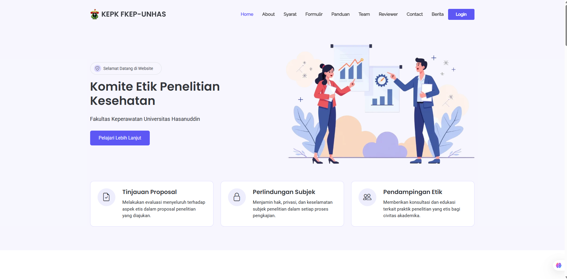 Optimalisasi Layanan Pengajuan Etik Melalui Website Komite Etik Penelitian Kesehatan Fakultas Keperawatan